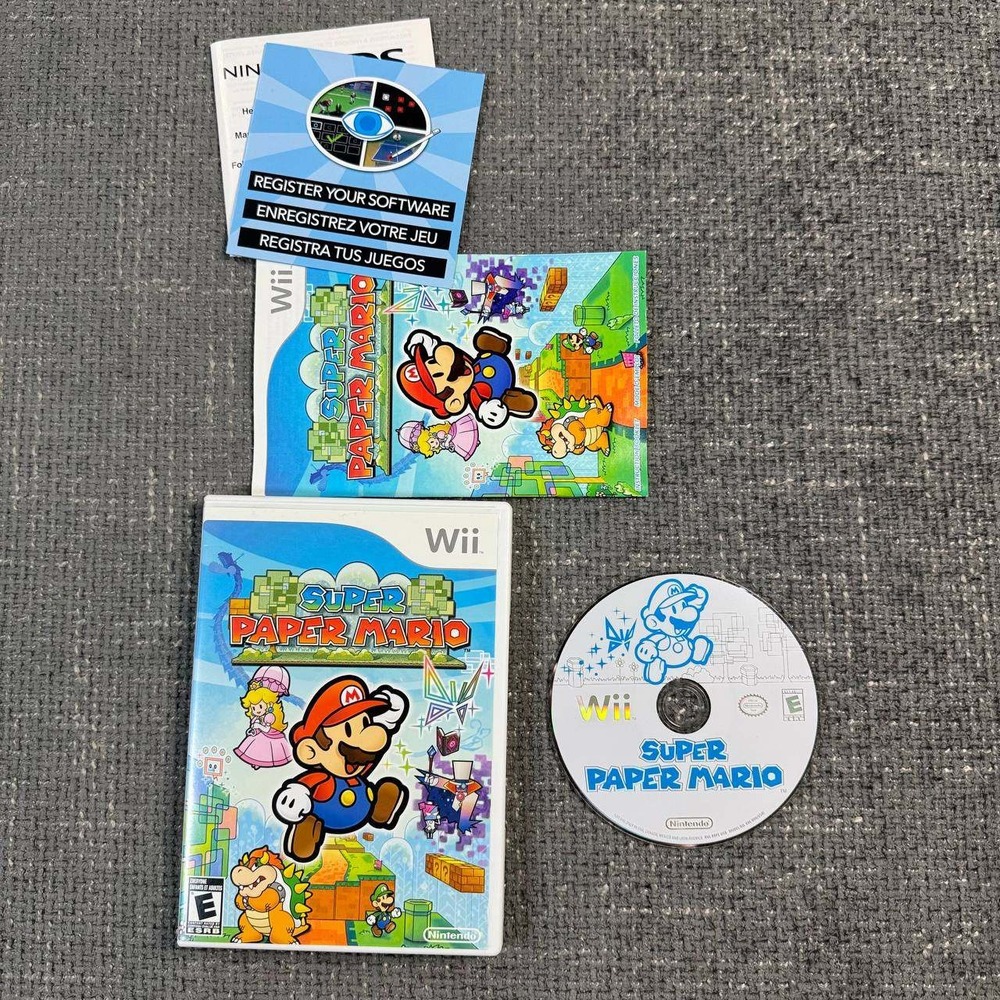 Nintendo Super Paper Mario Wii Unisex One Size White CIB RPG Platformer